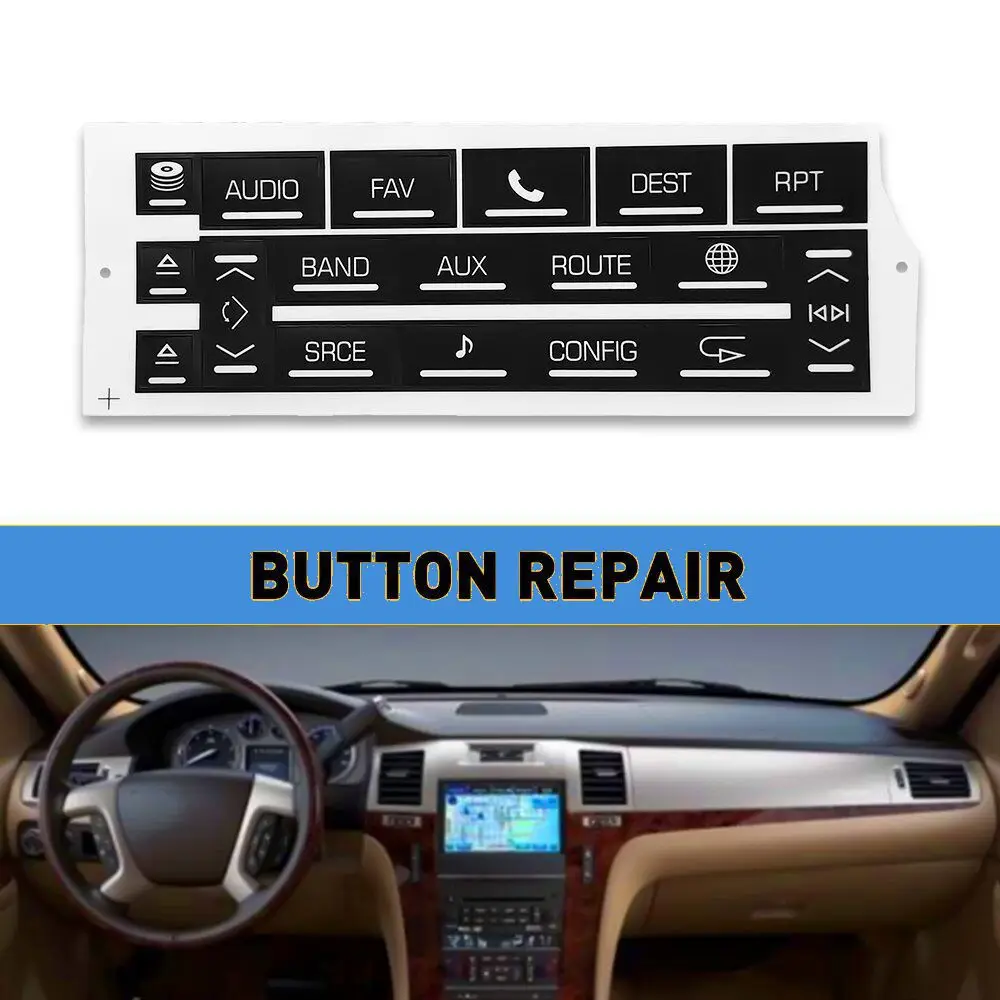 

Radio Navigation Switch Control Button Repair Sticker Decal For Cadillac Escalade EXT ESV 2007-2014 Black Car Accessories