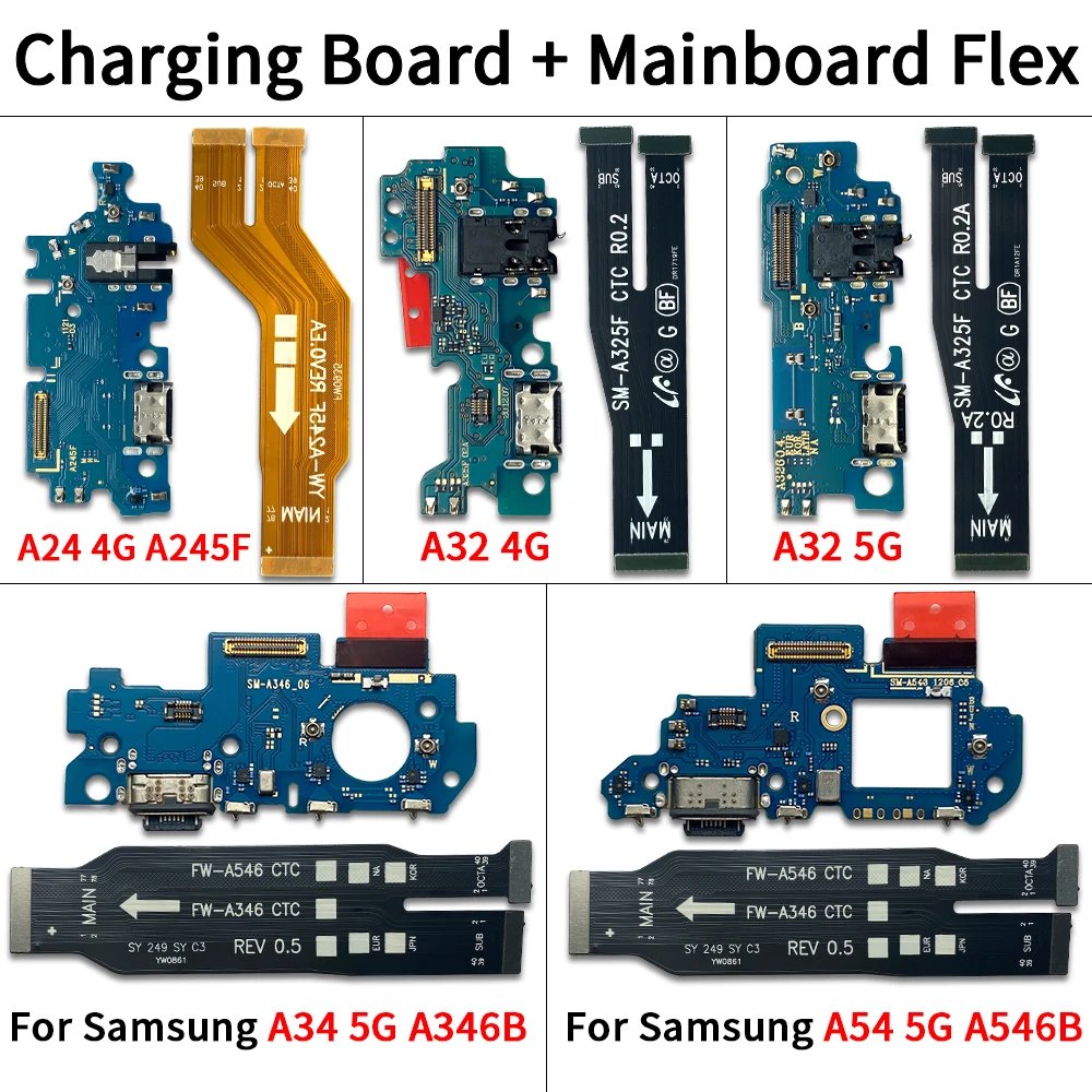 USB Charging Dock Port Flex For Samsung A24 A32 4G A34 A54 5G Dock Connector USB Charging Board Port Mainboard Flex Cable Micro