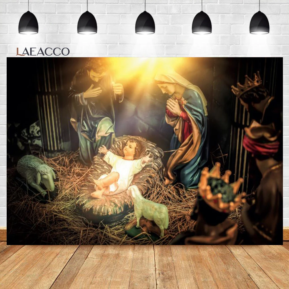 Laeacco Nativity Scene Photography Backdrops Jesus Birth Angel Christian Room Decor Photo Backgrounds Photozone For Photo Studio