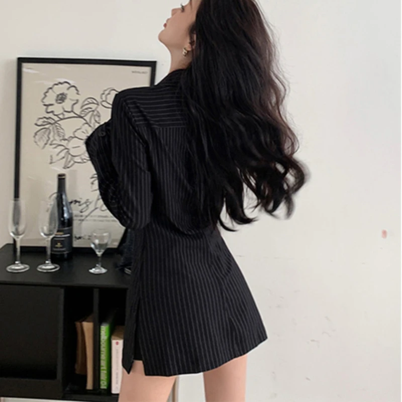 Striped Shirts for Women Design V-neck Tighten Waist Slim Fit All-match Office Ladies Ulzzang Tops Sexy Spring Chic Graceful