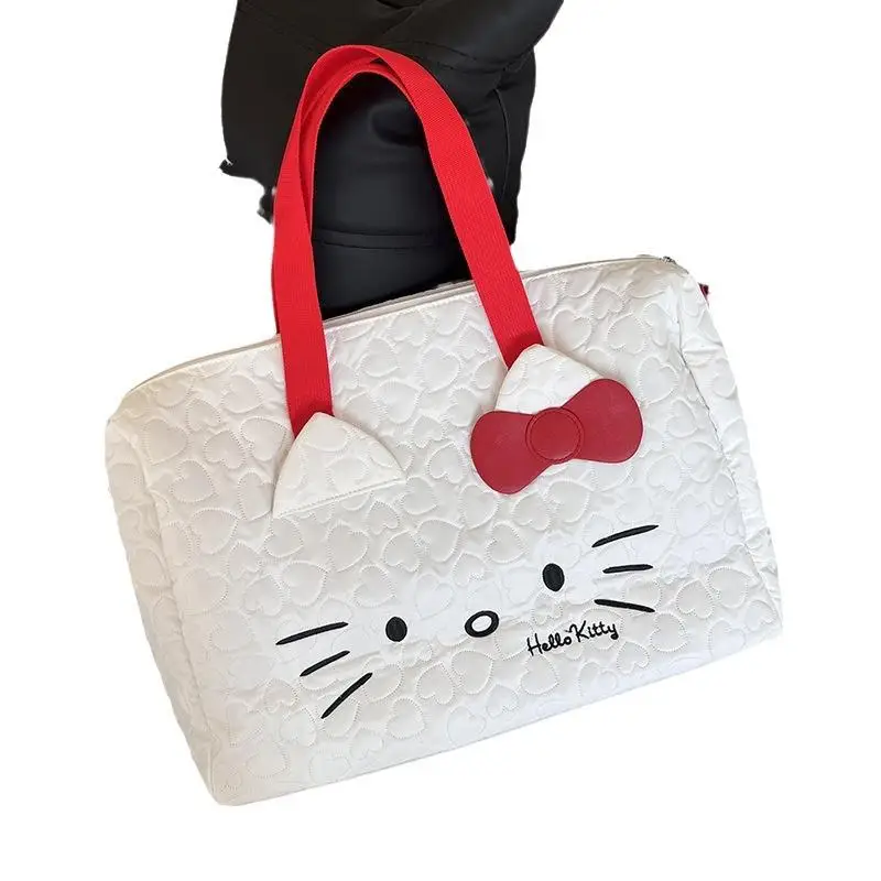 Hellokittys bolsa de viagem sanrios menina dos desenhos animados bonito bolsa de ombro grande capacidade anime figura portátil fitness crossbody saco de viagem