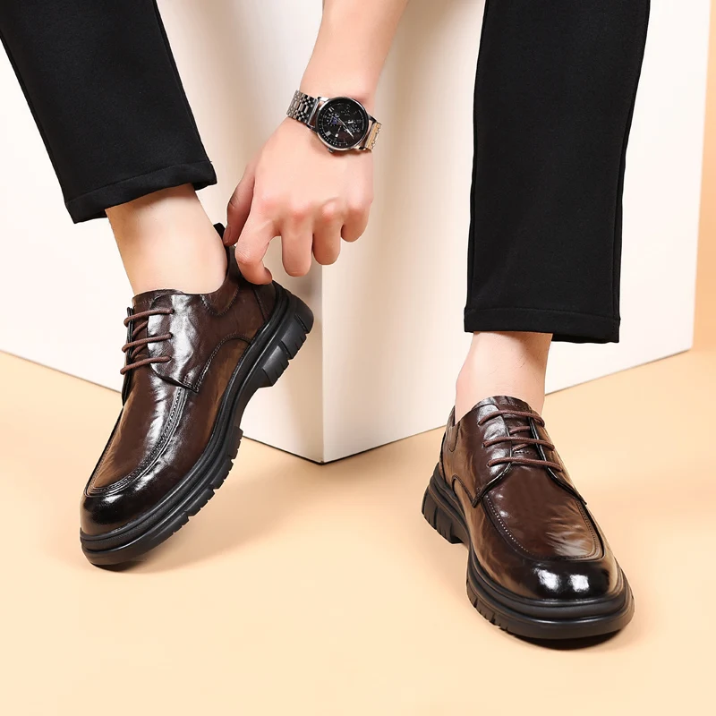 

Мужские роскошные деловые кожаные туфли, классические джентльменские туфли в стиле ретро для вечеринок и работы, роскошные костюмные туфли для взрослых, черное платье, новинка