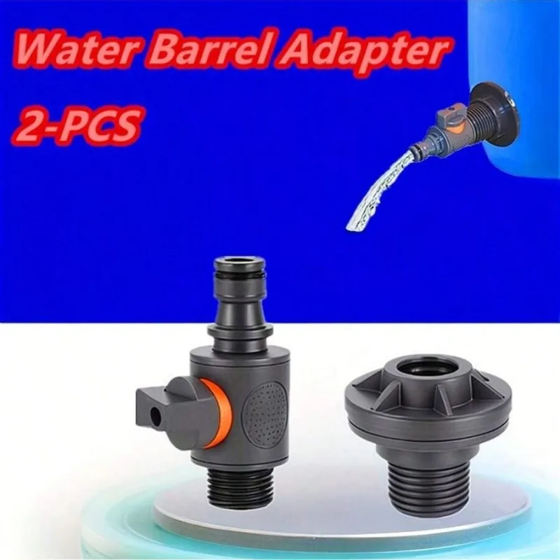 PVC/IBC Water Barrel Adapter, Durable Water Tank Adapter with Valve, Quick Installation Rainwater Collection Connector Kit