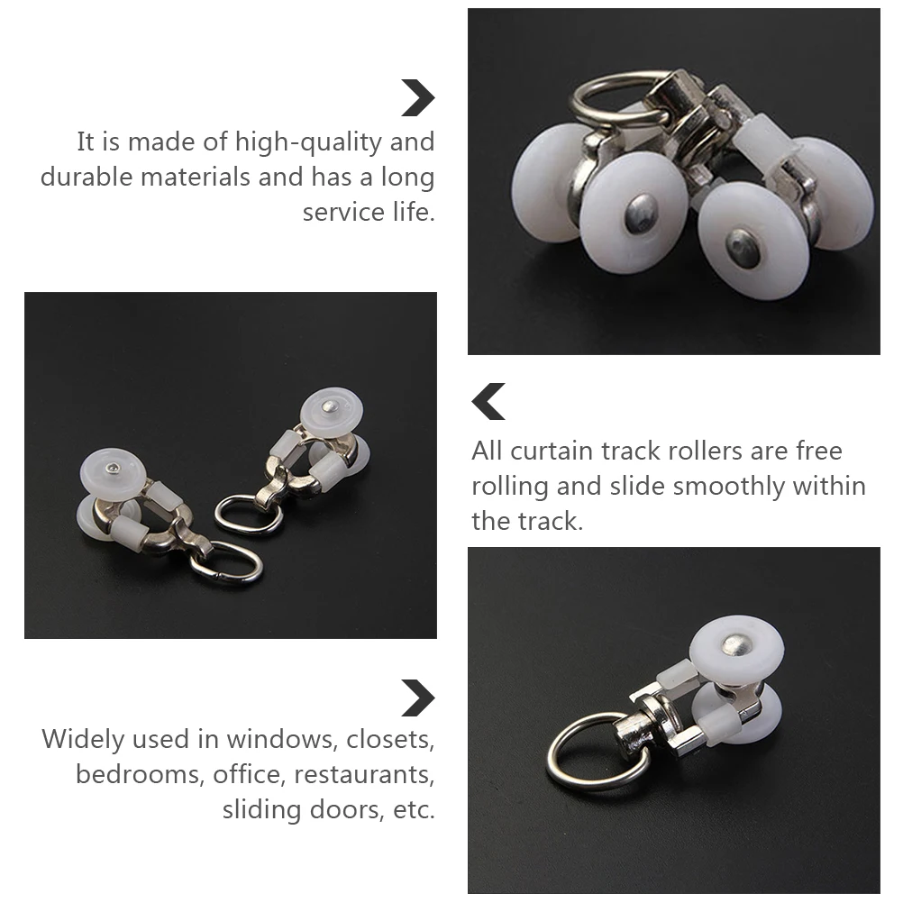 

20Pcs Long Lasting Alloy Curtain Track Gliders Double Wheel Smooth Glide Rail Runner Slider Rollers For Drapes Sheers Bedrooms
