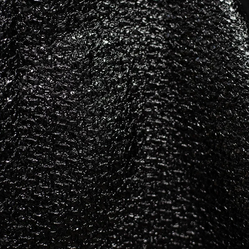 Black Leather Fabric PU Material Coating Particle Texture Designer Wholesale Cloth Apparel for Diy Sewing