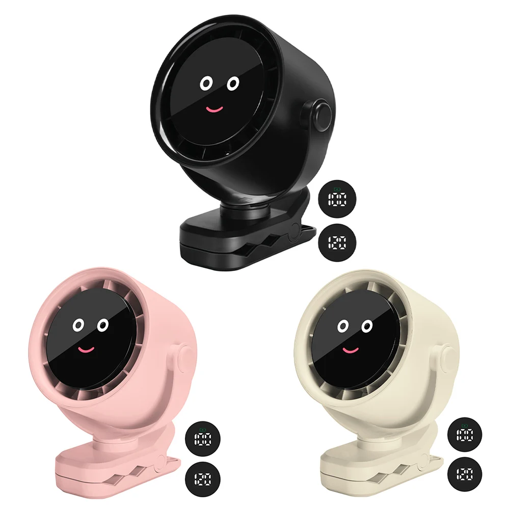 استخدام داخلي 14.8*8*17.3 سنتيمتر مروحة مكتب صغيرة مروحة بمشبك صامت قابل للتعديل سرعة الرياح قدرة البطارية العالية شاشة LED