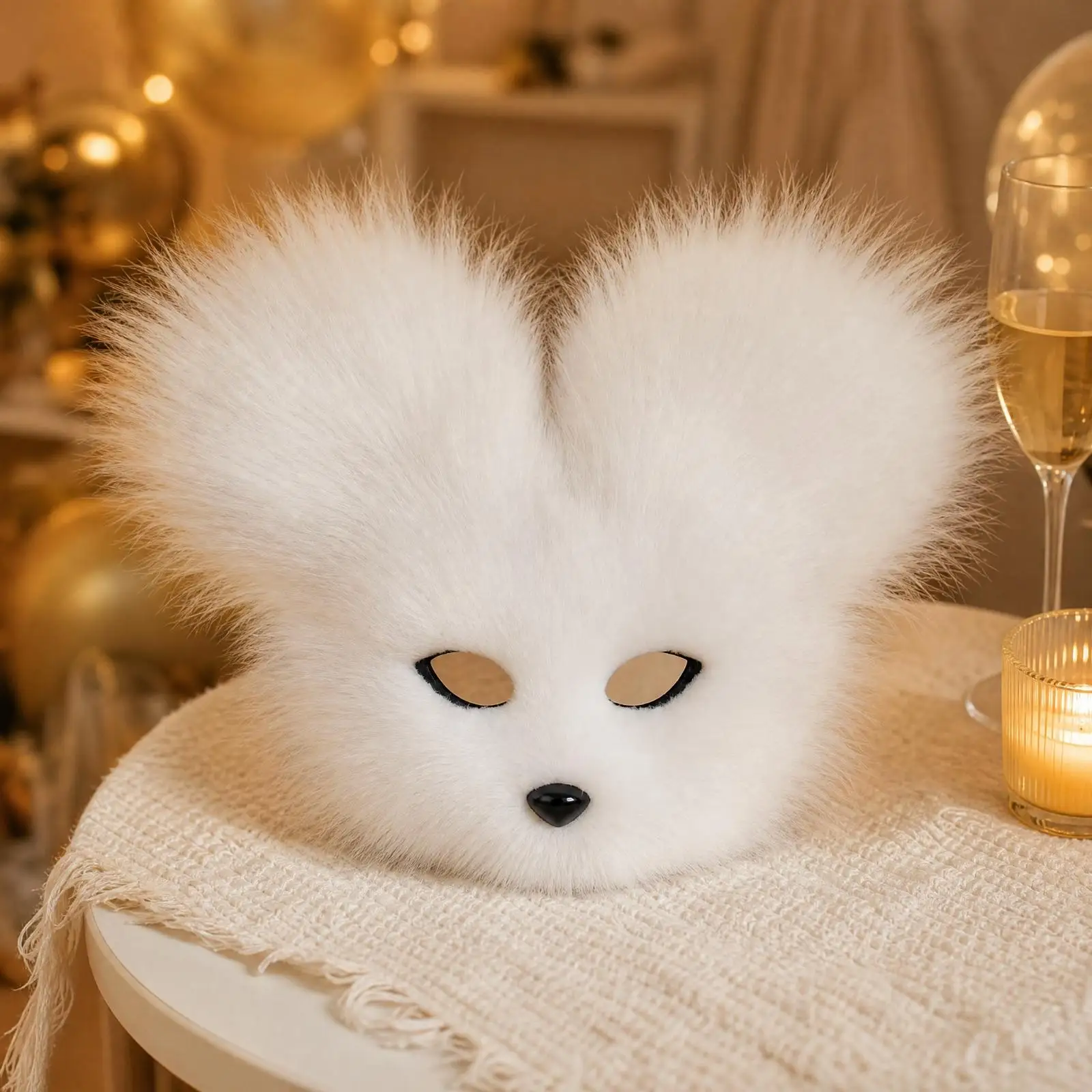 Half Face Furry Mask with Cartoon Eyes for Cosplay Convention Stage Performance