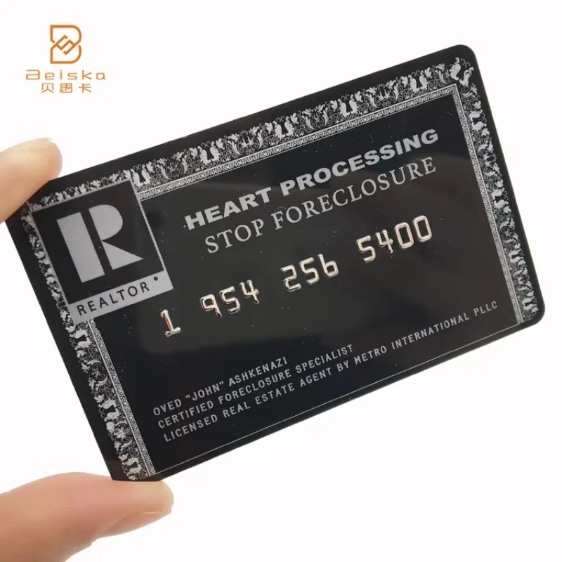 Sublimação Laser Cut Out QRcode Lealdade Cartão de metal VIP preto fosco personalizado