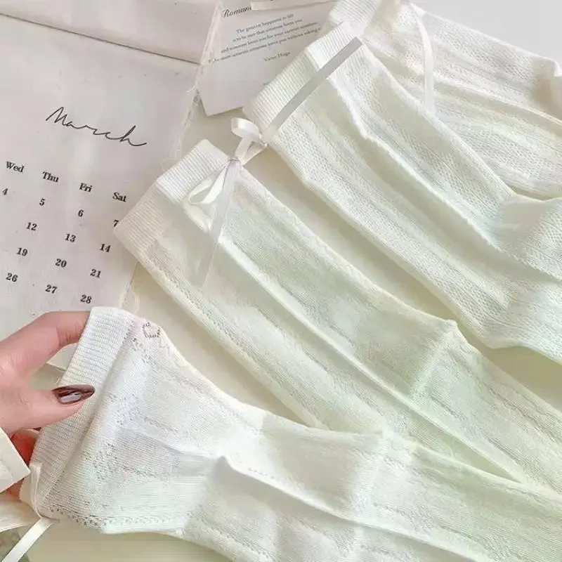 Sweet Butterfly Bow Net Eye Mid Tube Socks Spring Summer Sweat Absorbing Breathable Ballet Style Casual Socks