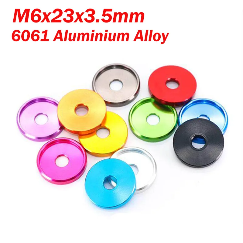 M6 6061 Aluminum Alloy Washers Large Head Screws Decorative Washers License Plate Washers Large Size For DIY Bike Motorcycle Car