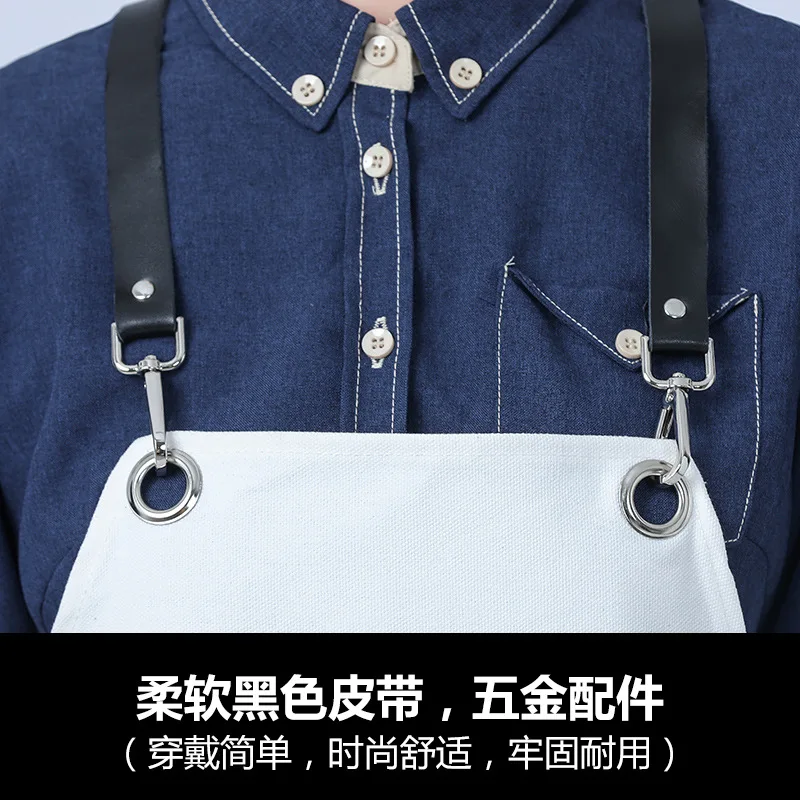 High Grade Leather Pocket Barber Floral Artist Kitchen Men and Women Durable Overalls Coffee Shop Custom Logo Nail Chef Apron