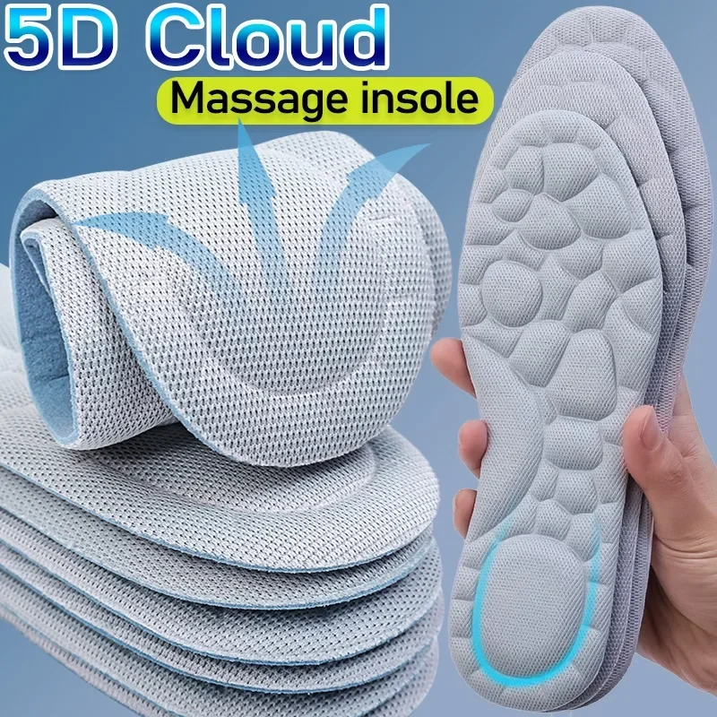 

Stretch Cotton Massage Insole 5D Cloud Sensation Relieve Pain Shoe Pad Elastic Sweat Absorbing Insoles Breathable Shoe Cushion