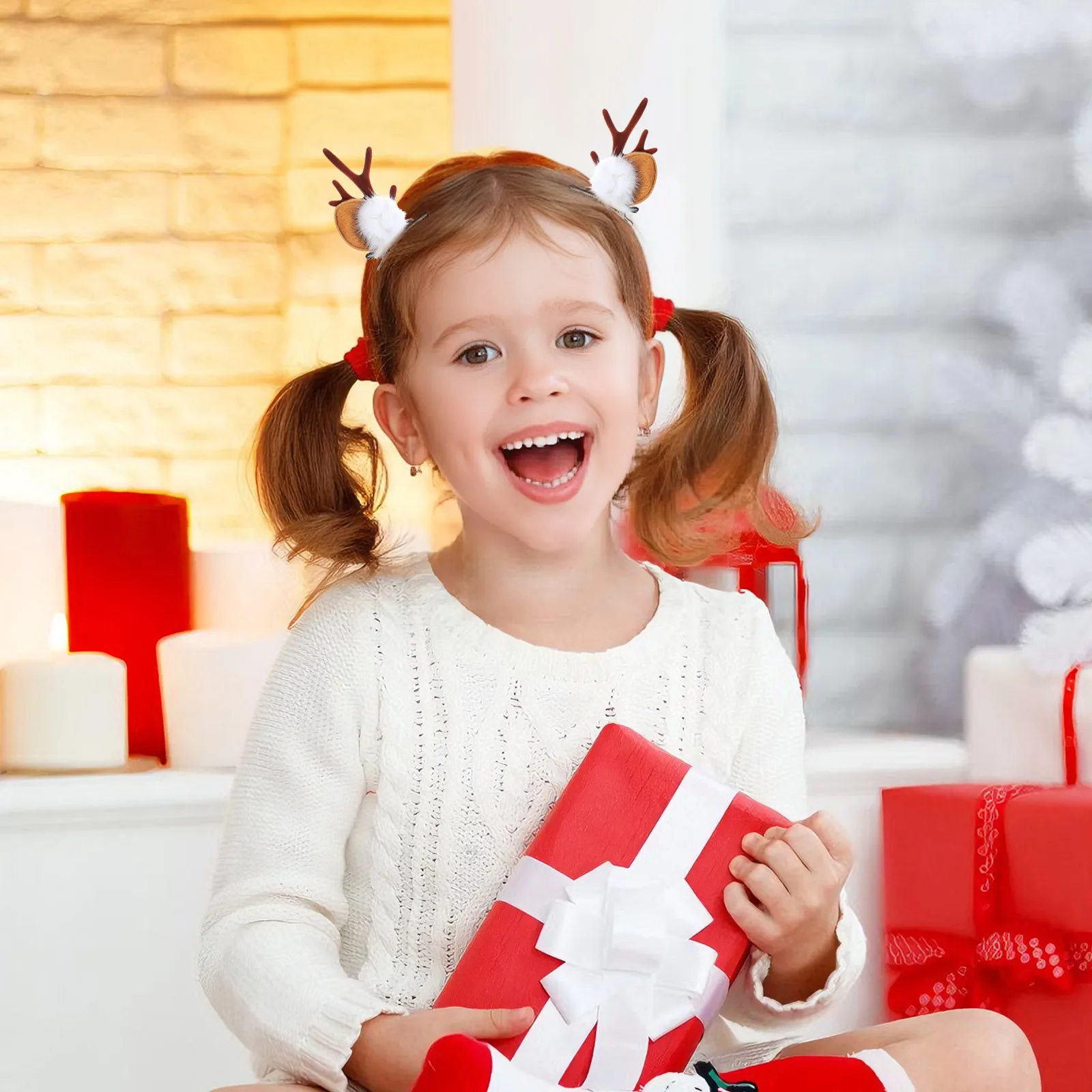 Fermagli per capelli in tessuto da 2 pezzi Mollette in corna di ispirazione natalizia per accessori per capelli morbidi ed ecologici per l'uso quotidiano