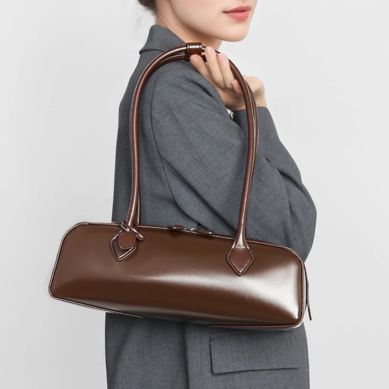 

Vintage Genuine Cowhide Underarm Crossbody Bag Women Korean Niche Design Daily Work Shoulder Handbag
