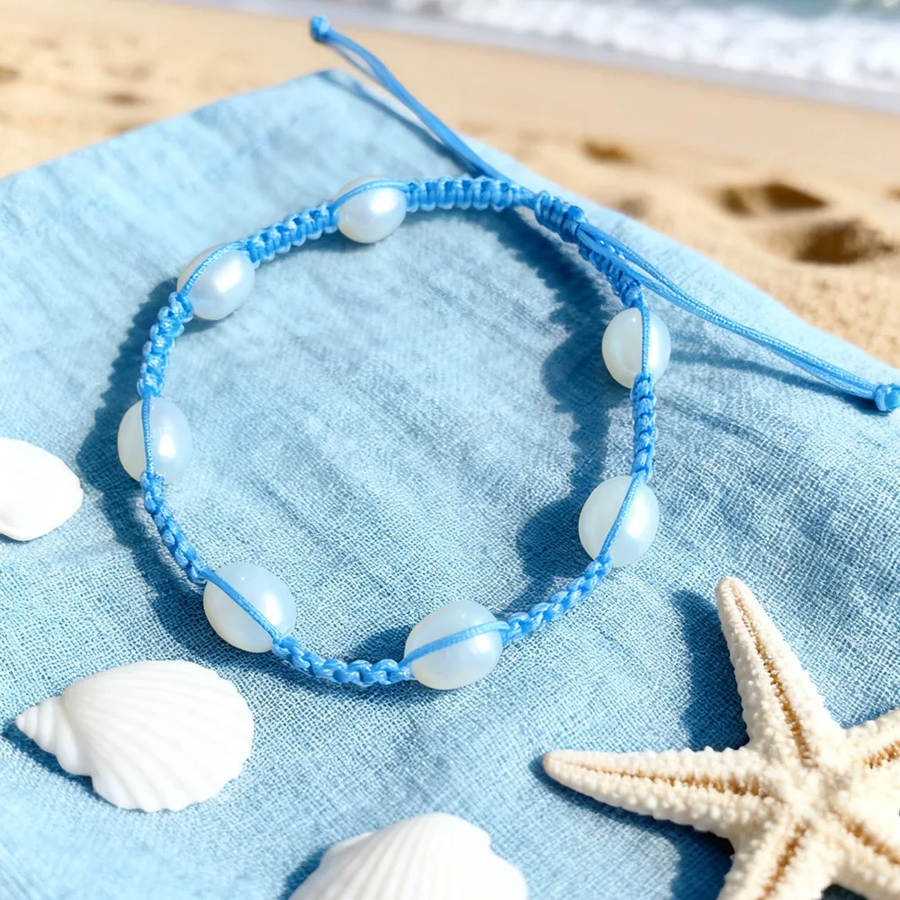 

Dainashi 7-8mm Water Drop Shape Freshwater Pearl Bracelet 18cm Length 3cm Adjustable Handmade Weave Pearl Bracelet Jewelry Gift