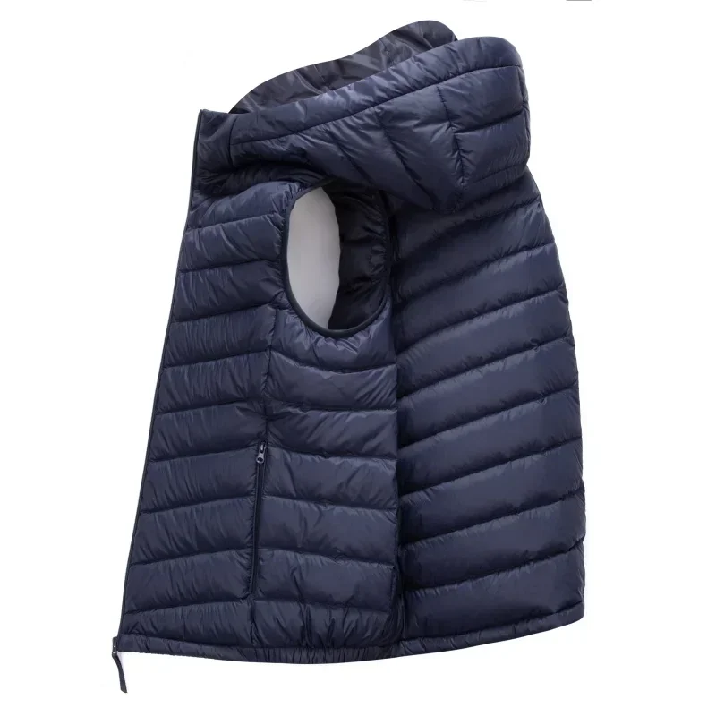 YEAE Light Down Vest Hooded Sleeveless Duck Down Jacket Outdoor Warm Sports Casual Men\'s Vest Coat