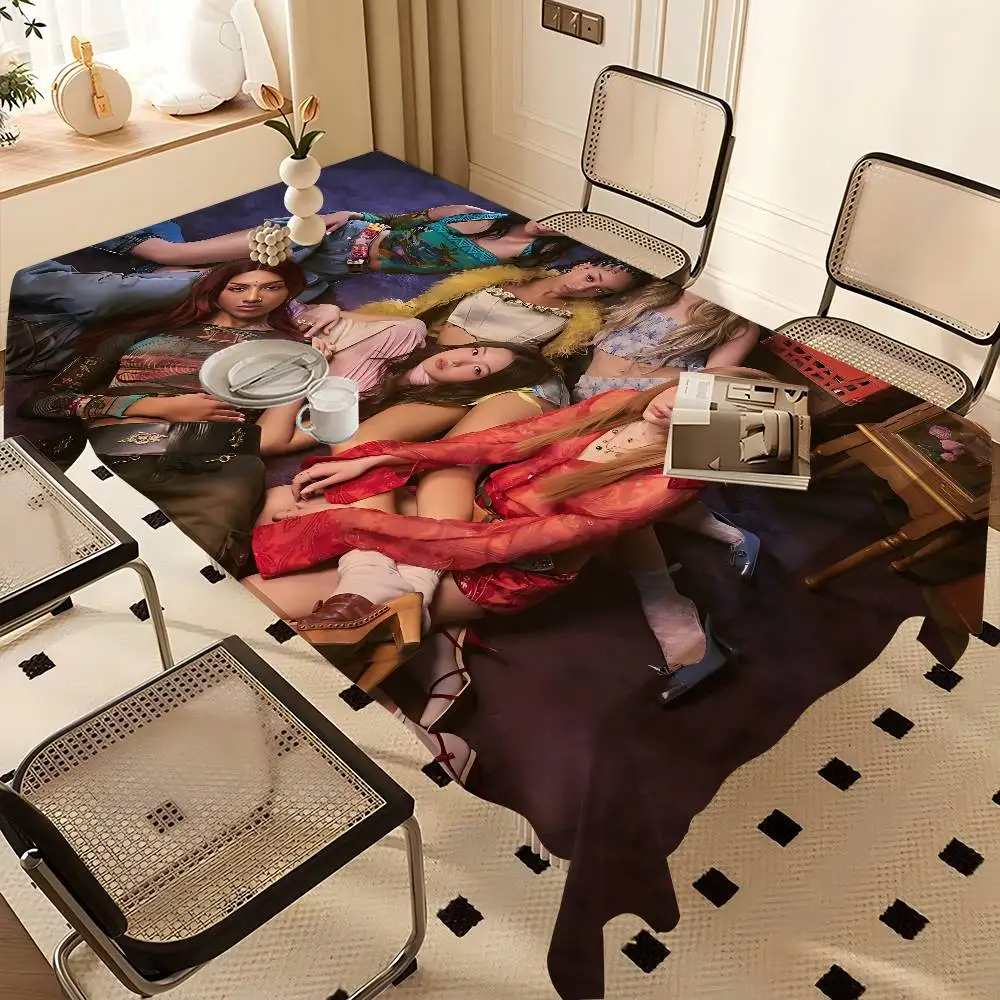 

Скатерть Kpop Band K-Katseyes для дня рождения, свадьбы, Рождества, прямоугольная, легко моющаяся, декоративная, для стола