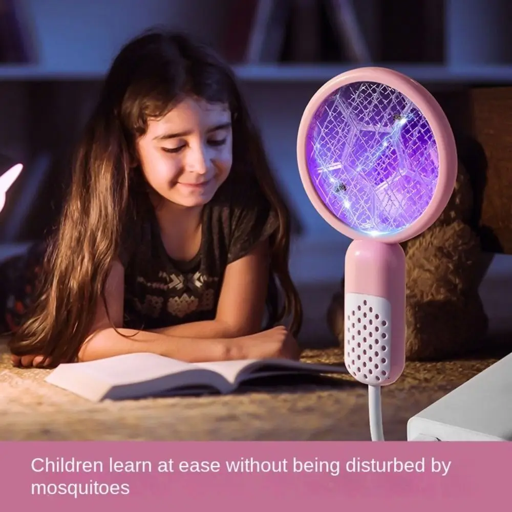Durable Mini USB Mosquito Swatter Electric Shock UV Light Insect Racket Simple Anti-fall Physical Mosquito Trap Racket Bedroom