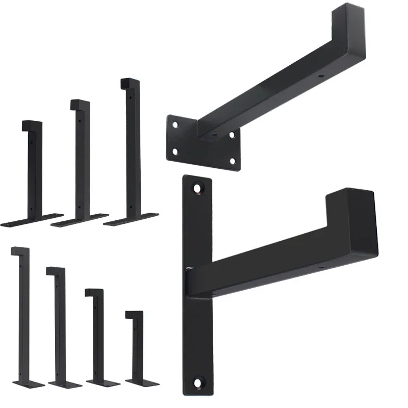 2PCS Black Wall Mounted Single Layer Board Wrought Iron Bracket Metal Wooden Partition Board Support Furniture Shelf Brackets