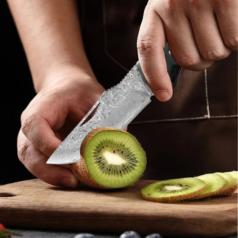Damascus Steel Folding Pocket Knife Cleaver Meat Vegetable Slicing Fish Kitchen Knives Fruit Knife Butcher Boning Barbecue Knife
