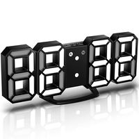 3D LED Wall Clock,Digital Wall Clock, Digital Clock, 3D LED Alarm Clock With 3 Adjustable Brightness