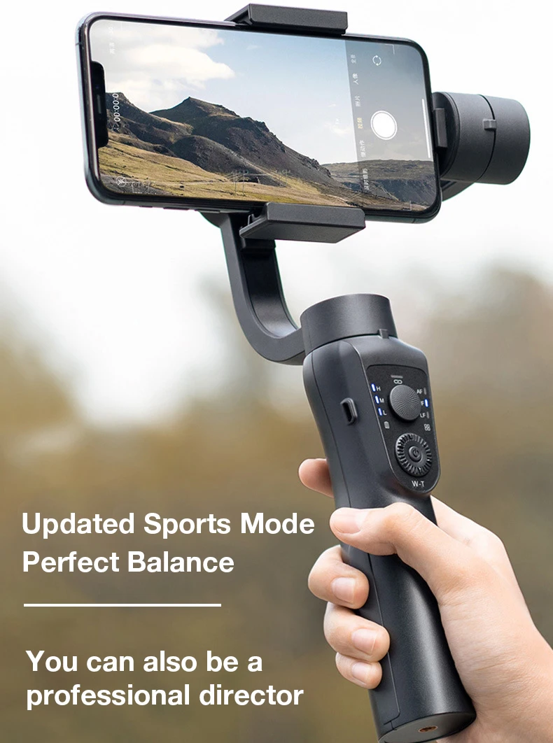 NULIER Mobile Phone Gimbal Smart Three-axis Anti-Shake Stabilizer Handheld Stand Face Tracking for Live Vlog Shooting