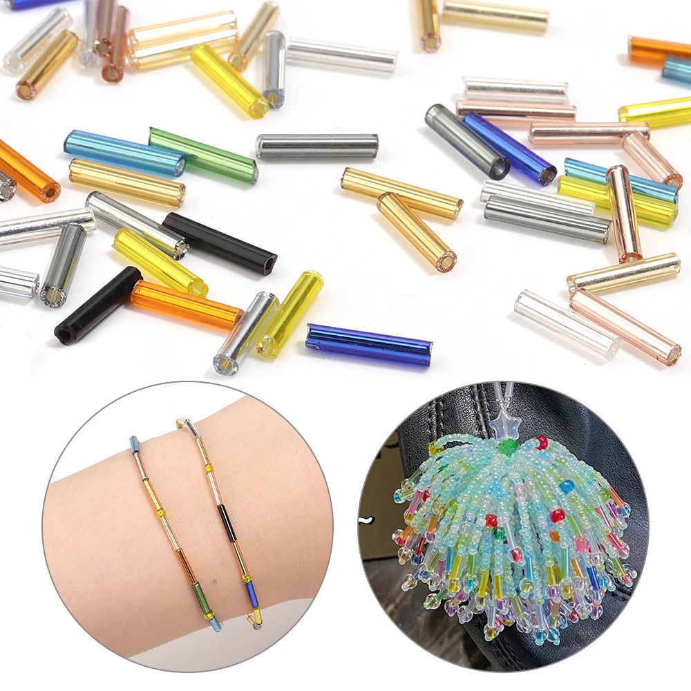 2x9mm Czech Tubular Spiral Glass Beads Silver Colorful Lines Loose Spacer Seed Beads For DIY Jewelry Making Handmade Sewing