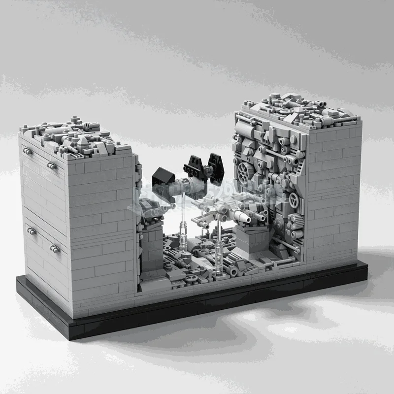 1621PCS MOC Sci Fi Space Battle Trench Corridor Diorama Fighter Chase Scene Model Custom Puzzle DIY Assembly Building Blocks Toy