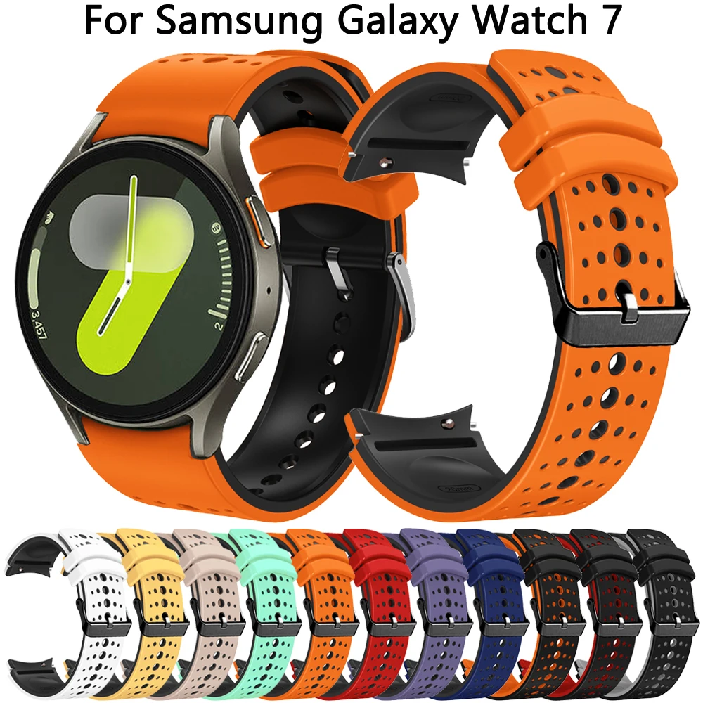 Correa para Samsung Galaxy Watch 7, 44mm, 40mm, bandas Galaxy Watch 6, 5 Pro, 6 Classic, 43mm, 47mm, 4, 42mm, 46mm, extremo curvo, pulsera de silicona