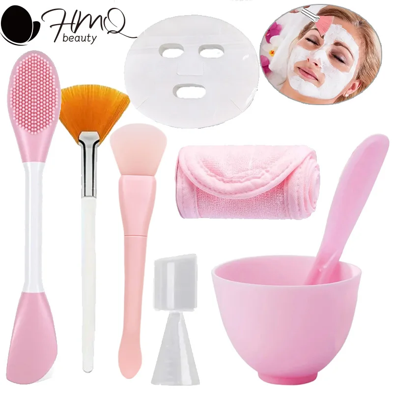 

8Pcs Face Mask Mixing Bowl Set DIY Facemask Mixing Tool Kit Facial Mask Bowl Silicone Soft Face Brushes Spoons Beauty Tools