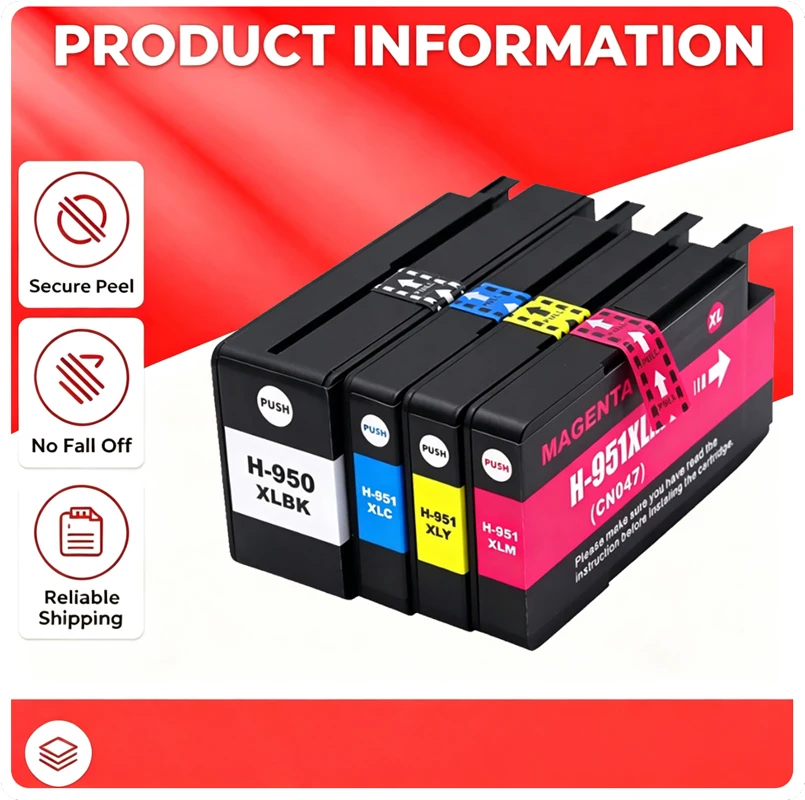 1~5 Sets Compatible 950XL 951XL Ink Cartridge Replacement for HP 950 951 Officejet Pro 8100 8600 8610 8615 8620 8625 8630 8640