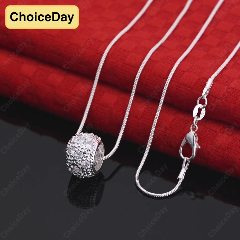 

ChoiceDay 925 Sterling Silver Delicate Round Pendant Necklace Women's Wedding Jewelry Accessories Gift