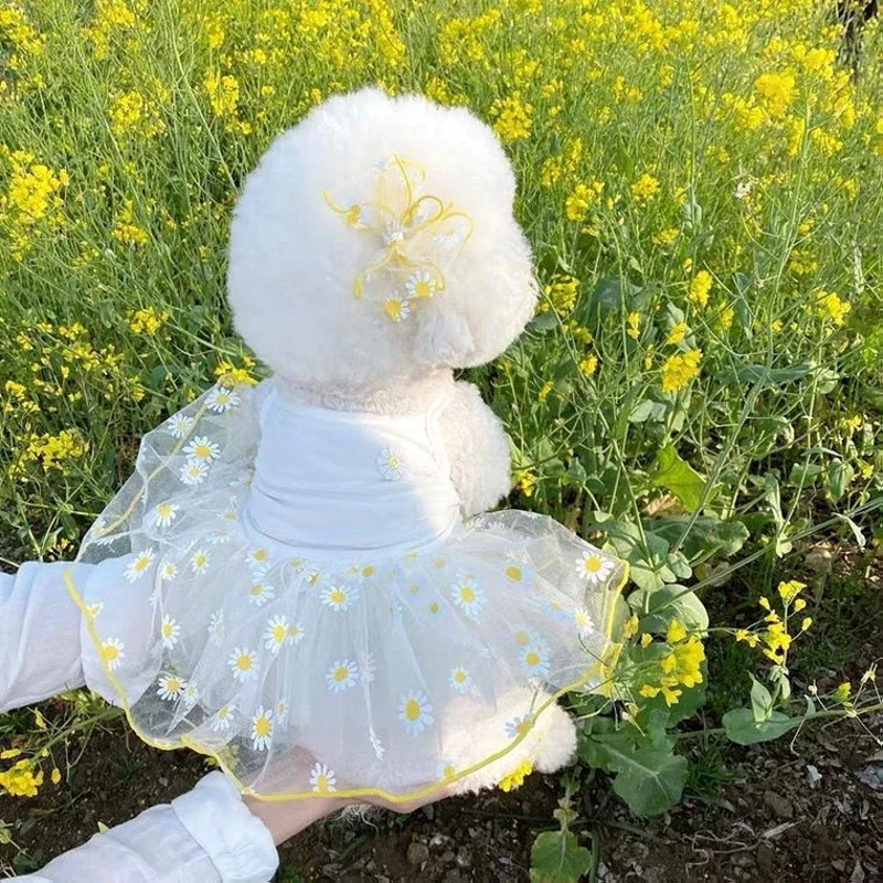 

Puppy Clothes Summer Dog Dress Cute Daisy Princess Skirt Chihuahua Bichon Dog Cooling Costume Pet Clothing for Dogs Cat Dresses
