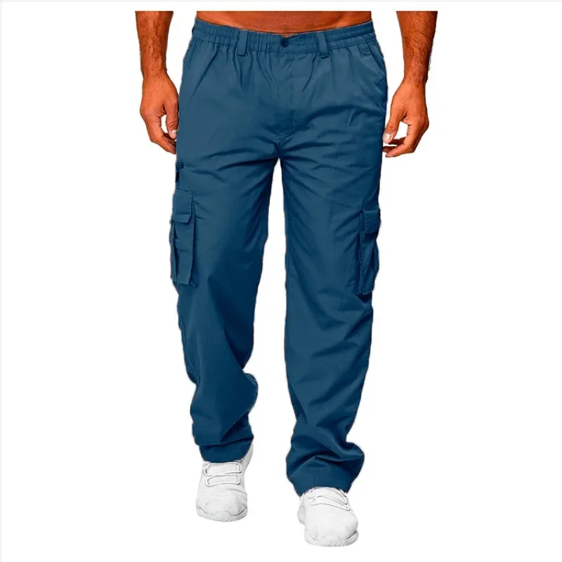 عارضة القطن عداء ببطء جيوب متعددة المشي لمسافات طويلة في الهواء الطلق العمل Sweatpants الرجال السراويل البضائع