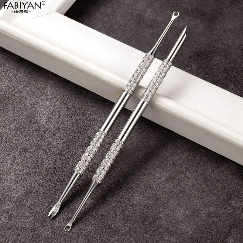 Stainless Steel Cuticle Pusher Double Headed Dead Skin Push Cuticle Remover Circle Beveled Nail Grinding File Manicure Tools