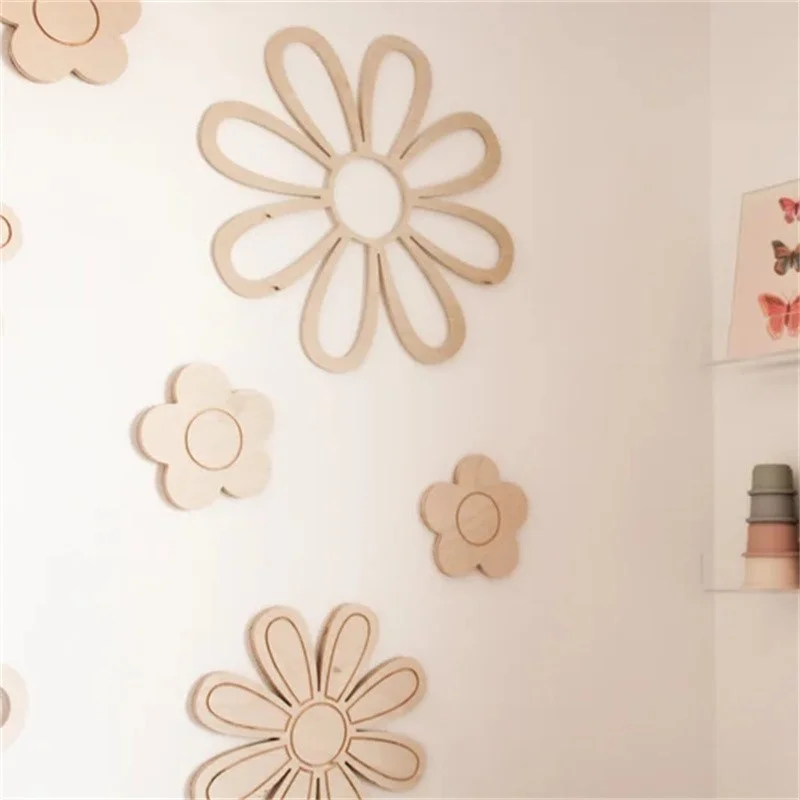 Ins Wooden Daisy Wall Flowers Nursery Decor Boho Nursery Kids Room Wall Decor Farmhouse Bathroom Decoration, Housewarming Gift view 4