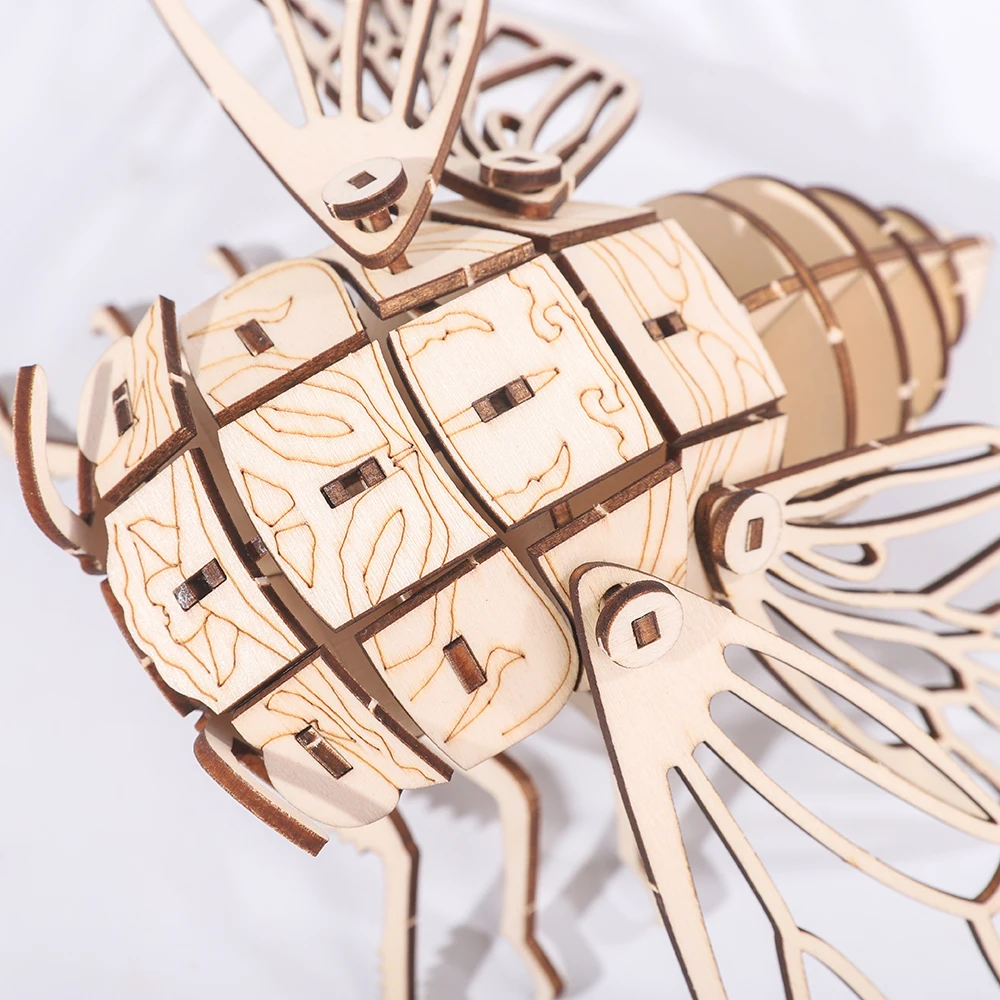 Children's DIY Wooden Puzzle Three-Dimensional 3D Hand Assembled Insect Model Brain Game Toys for Kids Gift