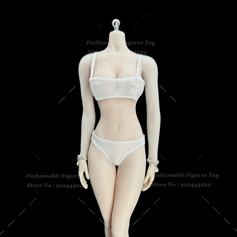 2 نمط 1/6 النساء الجندي الملابس الداخلية مطاطا مطاطا الملابس الداخلية تانك المحاصيل الأعلى ملفوفة البرازيلي السروال مجموعة صالح 12 "عمل الشكل الجسم #4