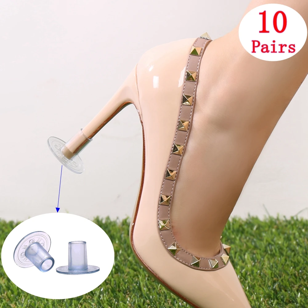 

10 Pairs/Lot Non-slip High Heel Protectors High Heels Round Protective Stoppers Wearable Silence Heel Cover Shockproof Accessory