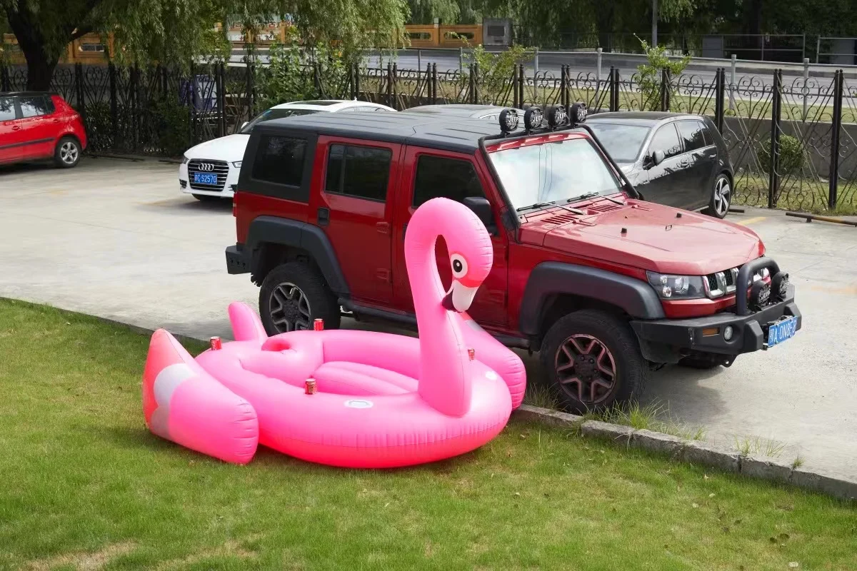 Hot sale inflatable water floating island, party island floats,flamingo floating island for sale