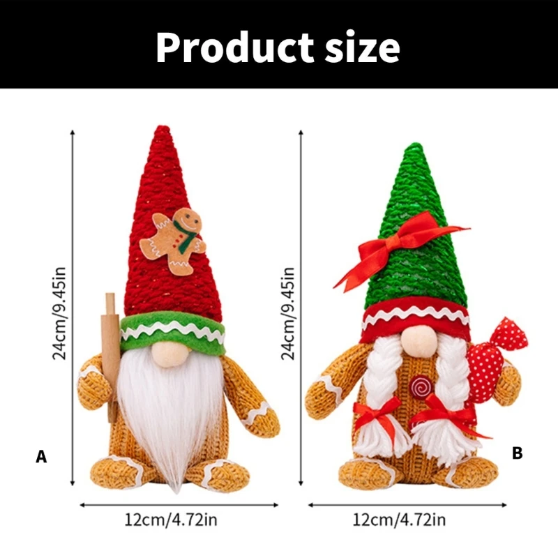 Bộ sưu tập đồ trang trí Giáng sinh Gingerbreads Man Gnomes Đồ trang trí ngày lễ A0KC