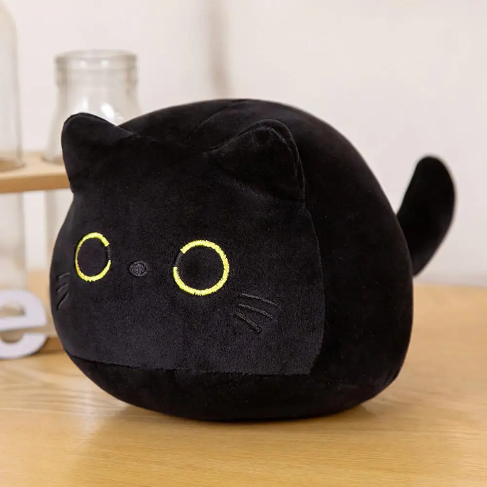 

Kawaii Plush Cat Pillow Round Black Cat Bed Cushion Sleeping Toys Stuffed Soft Animal Dolls Plushie Stuffed Toys Cat Nap Cushion