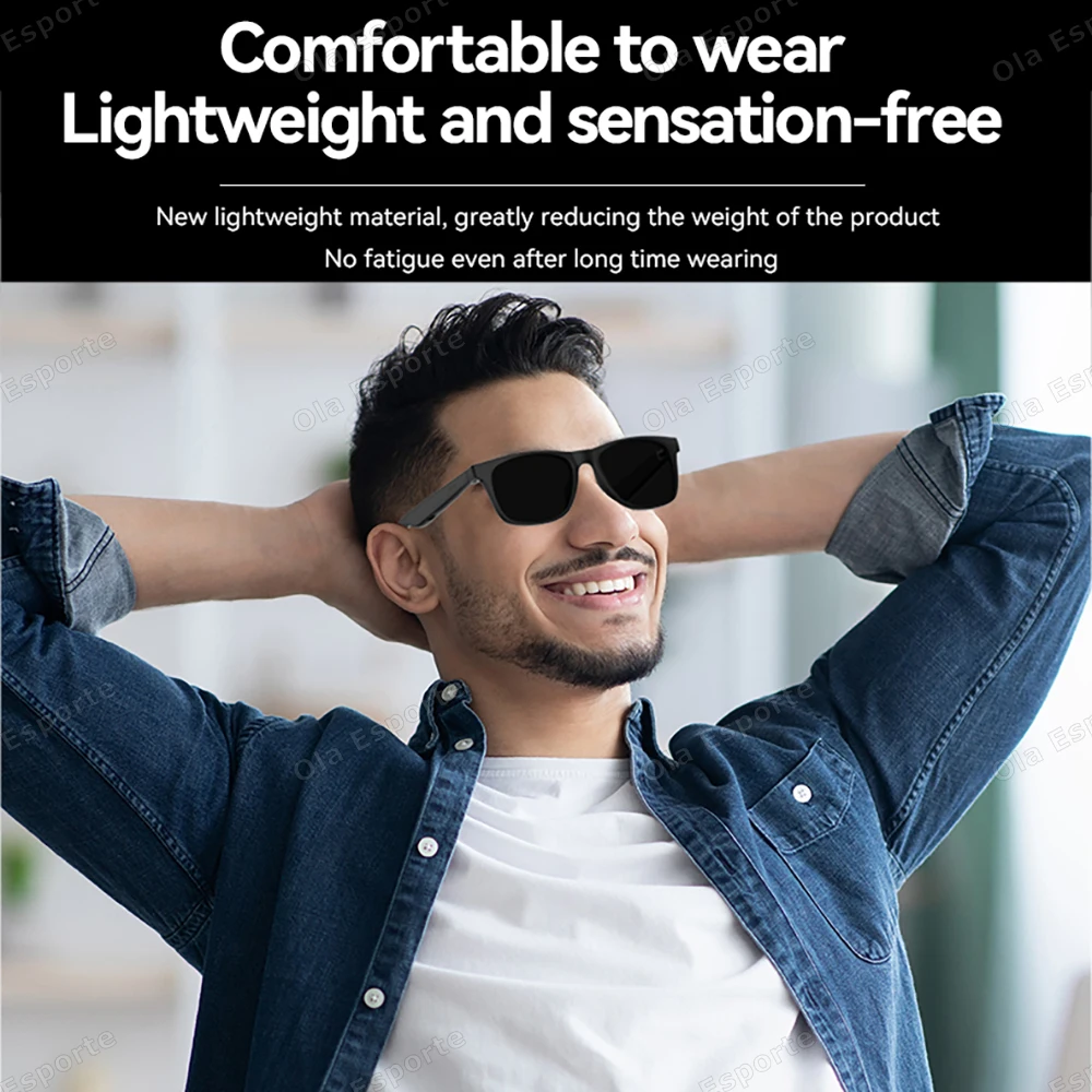 Gafas inteligentes Gafas de sol inalámbricas con Bluetooth Micrófono incorporado Altavoces Compatible con asistente de voz y táctiles Vidrio para hombres y mujeres