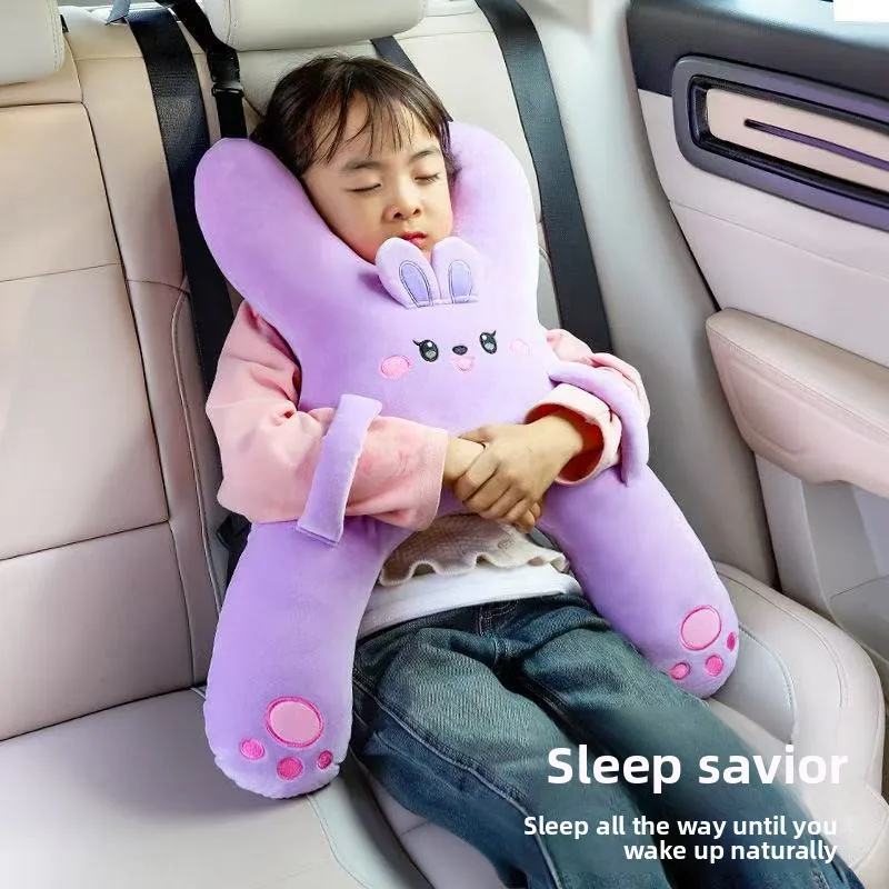 Car throw pillow Children's car rear sleeping artifact Car headrest Waist anti-neck cute cartoon sleeping pillow