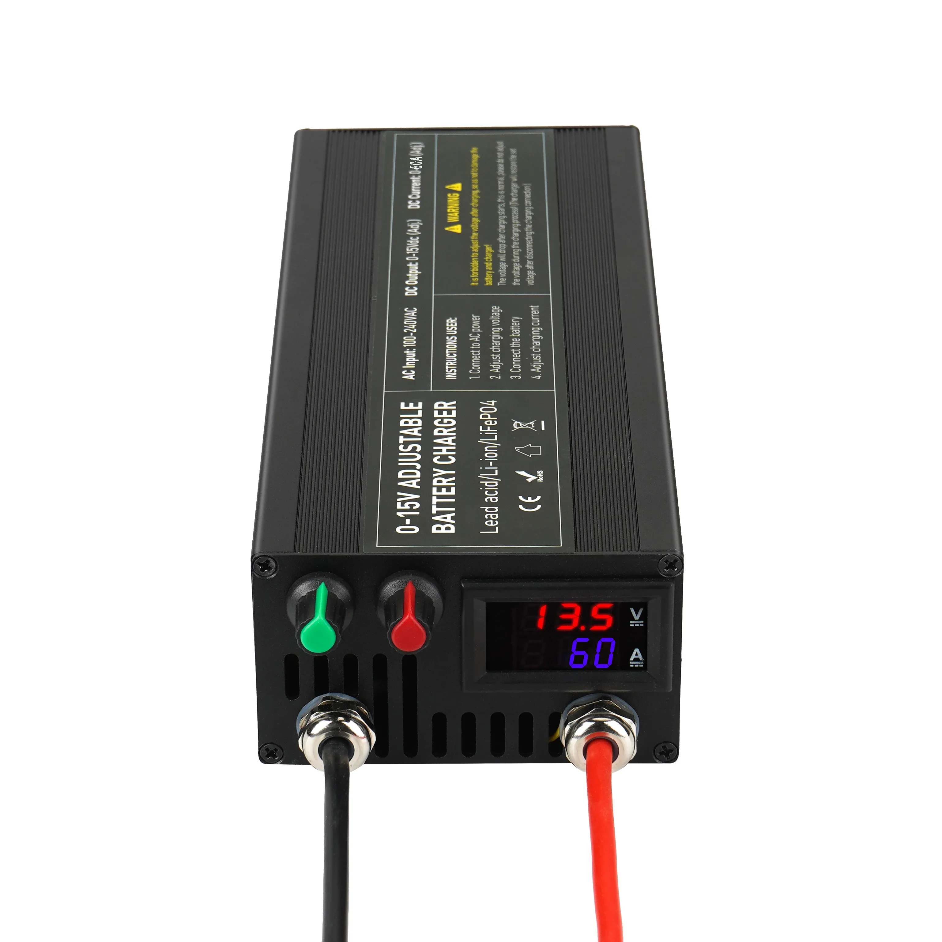 Tragbares 12V100A Lifepo4-Batterieladegerät 40A 50A Lithium-Batterieladegerät 60A 85A mit einstellbarer Spannung und Strom Anderson