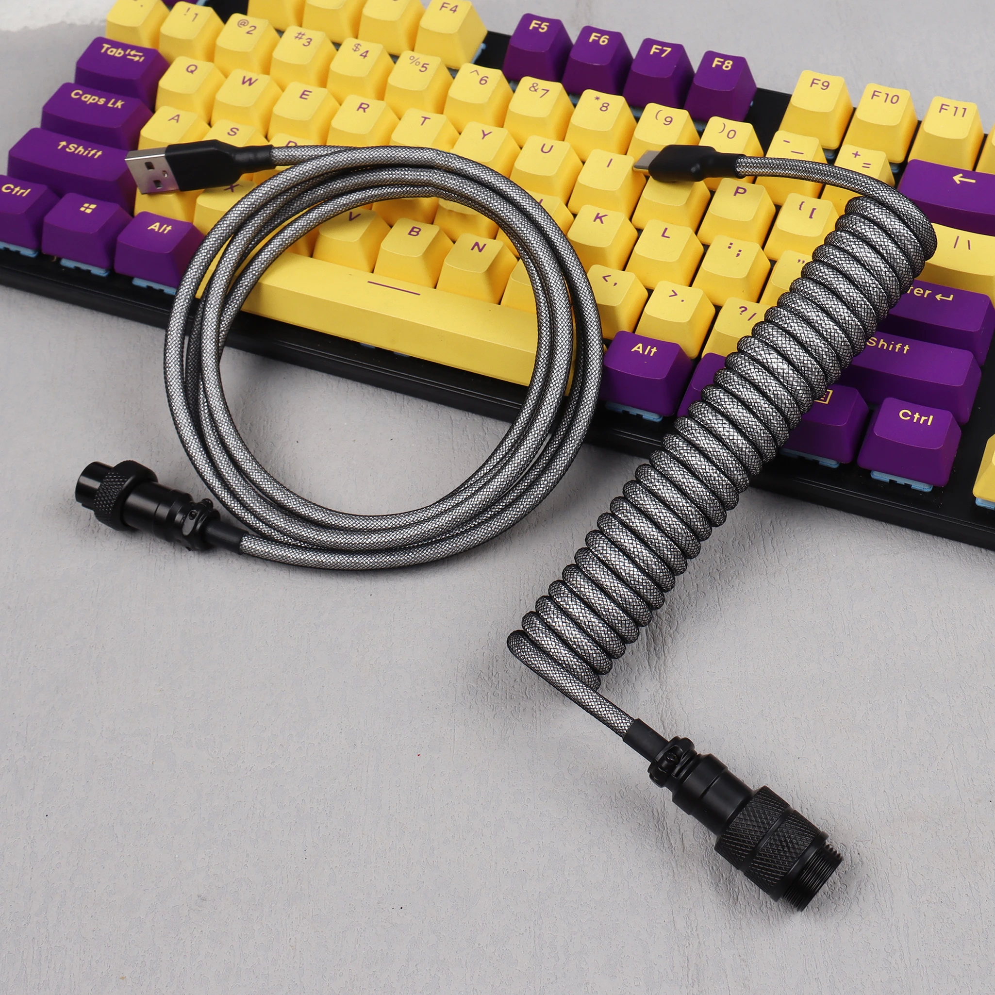 【LANO】New Model Mechanical Keyboard Coiled Cable Support 8k Polling Rate Aviation Connector GX16 Aviator Wire USB A To Type C