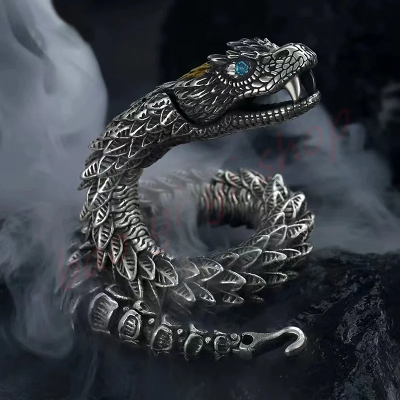 

Sterling Silver Bracelet/Male Premium Personality Rattlesnake Bracelet/Mascot