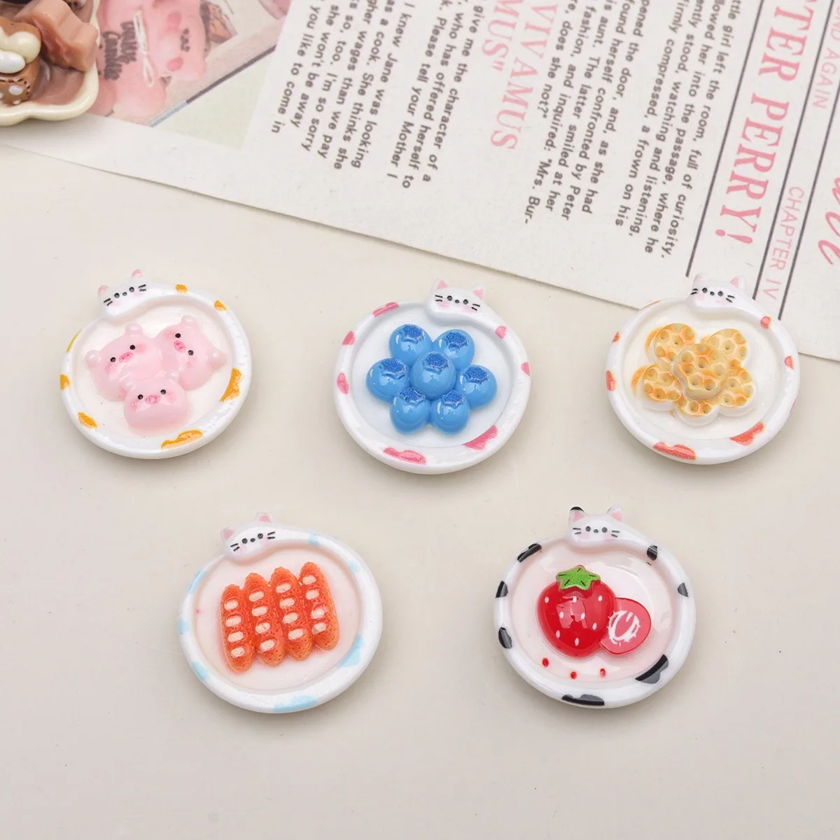 Abalorios de resina con forma de plato de leche animal, de base plana, para manualidades DIY, para pinzas de pelo, fundas de teléfono, llaveros, colgantes, decoración de zapatos y manualidades con temática de crema