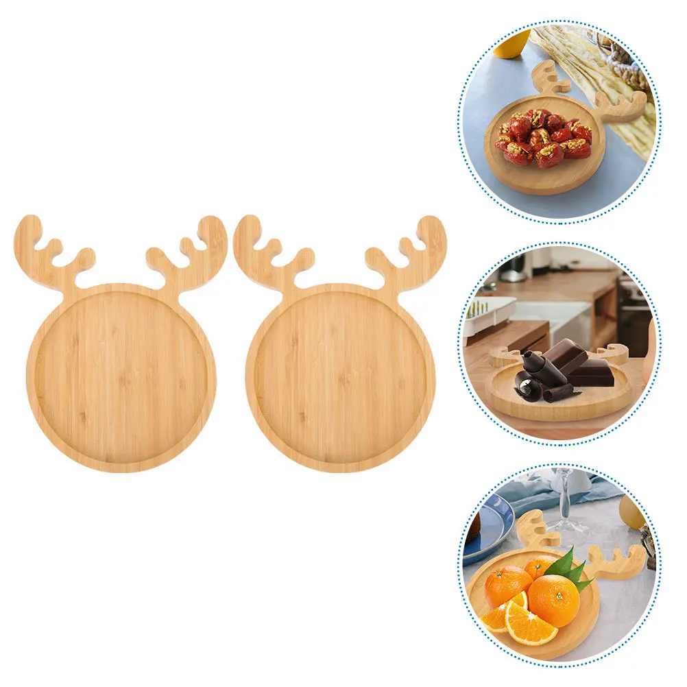 

2 шт. бамбуковый поднос с изображением лося и фруктов, пищевая сервировочная тарелка, блюдо для суши, десертная кухонная столешница, бамбуковый сервировочный поднос