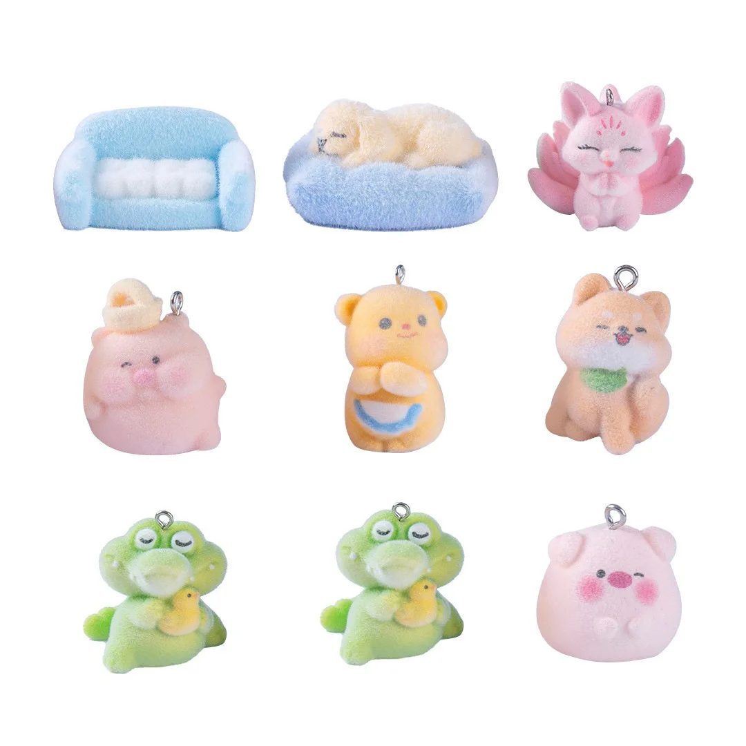 พวงกุญแจตุ๊กตาสัตว์น่ารัก ขนฟู ตกแต่ง DIY ของประดับรถยนต์ พวงกุญแจกระเป๋า ตุ๊กตาจิ๋วขนปุย